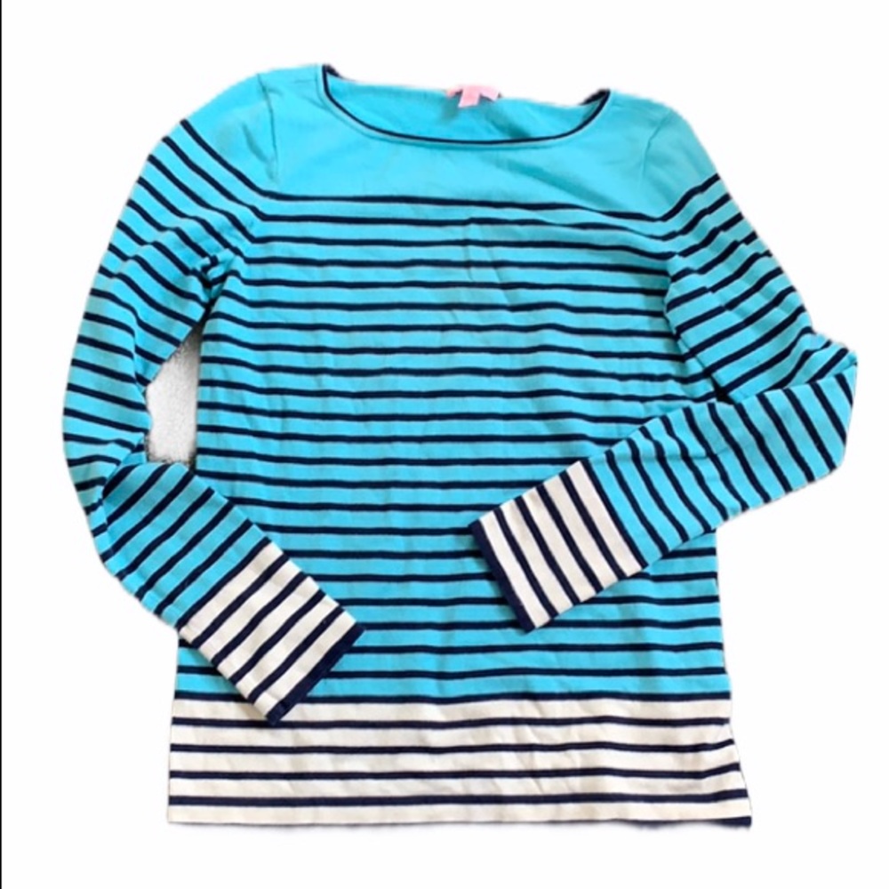 Lilly Pulitzer Blue and White Striped Sweater